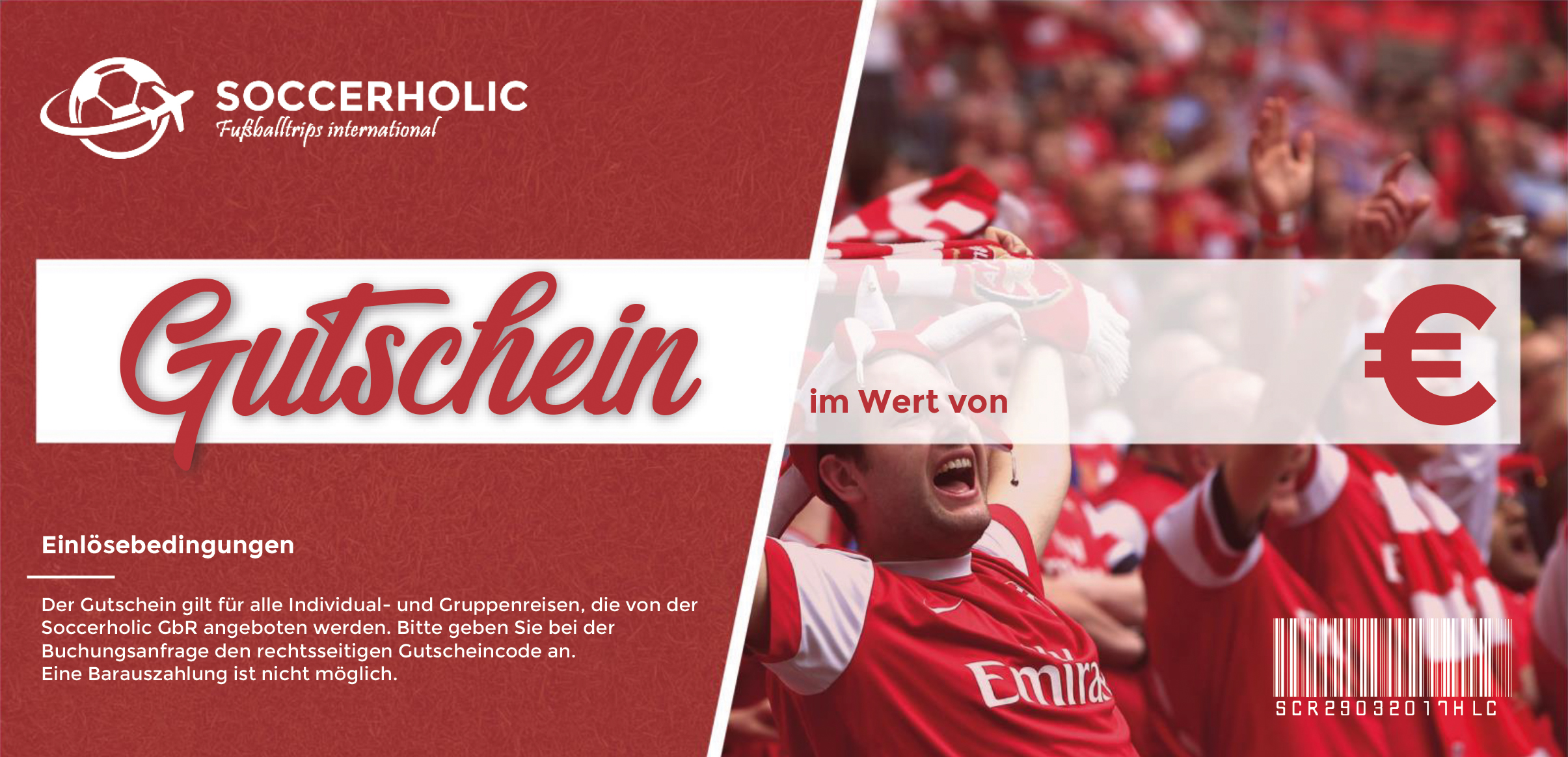 Gutschein buchen - SOCCERHOLIC - FUßBALLTRIPS INTERNATIONAL